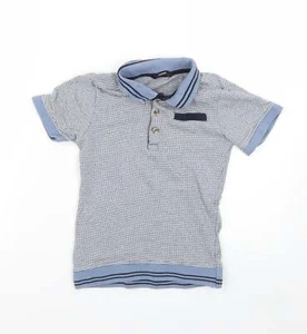 George Boys Blue Geometric 100% Cotton Basic Polo Size 7-8 Years Collared - Picture 1 of 12