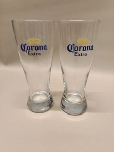 Corona Extra Pilsner Beer Drinking Glasses Gold Crown - Set of 2 - Picture 1 of 7