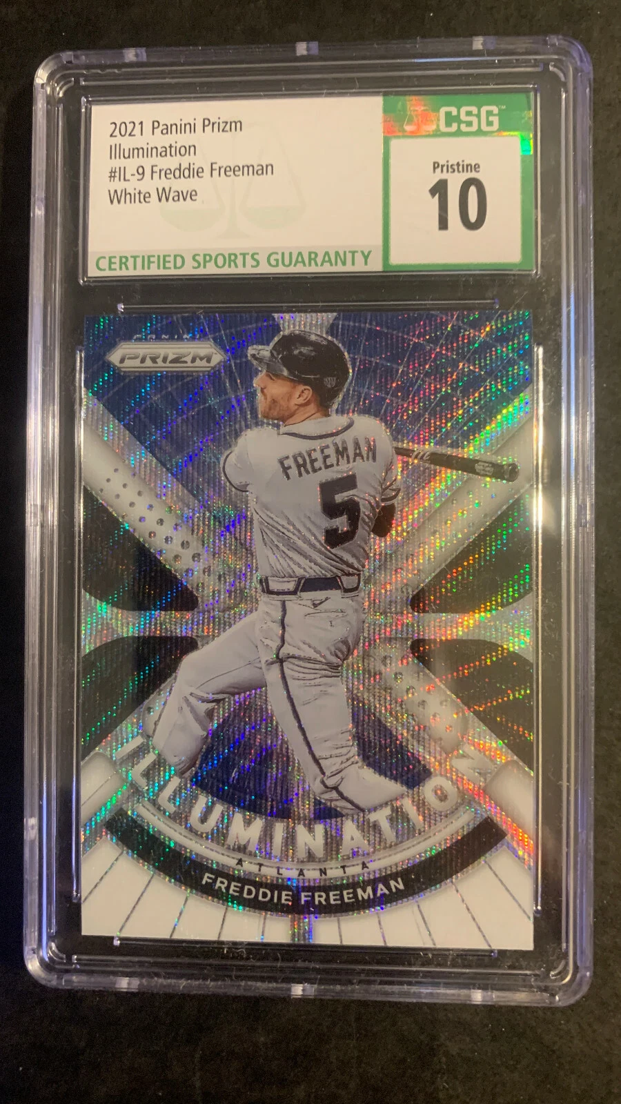 2021 Prizm Freddie Freeman Illumination White Wave  # IL-9 CSG Pristine 10