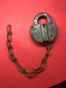Est 8 Antique Steel Rail Road Switch Lock/Chain - Picture 1 of 4