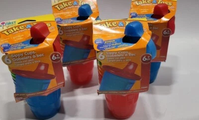 4 Pack 24 Sippy Cups First Years Take & Toss  Assorted Colors, 7 oz - Image 1 of 4