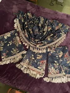 Croscill Waterfall Valance Swag Curtains Set 4 Calice With Fringe Discontinued - Picture 1 of 15