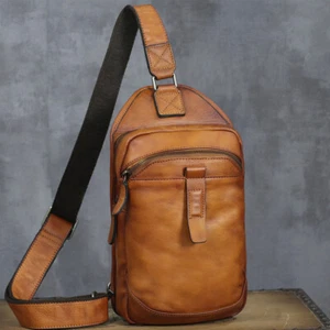 Genuine Leather Sling Bag for Men Women Sling Backpack Purses Crossbody Bag - Picture 1 of 14