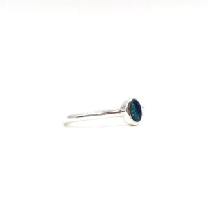 925 Silber Ring minimalistischer Damen Schmuck Australischer Opal Sterling RG 58 - Picture 1 of 12