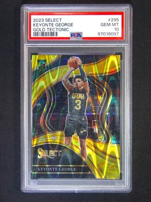 2023-24 Panini Select Keyonte George #295 RC Courtside Gold Tectonic /10 PSA 10 - Image 1 of 2