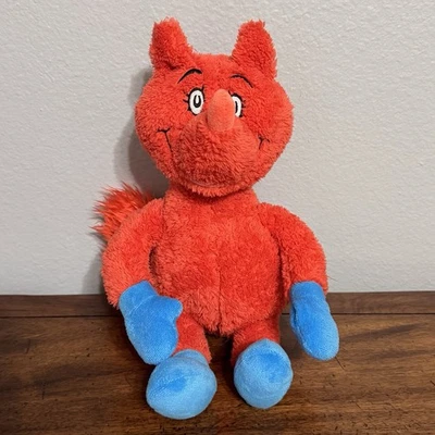 Kohls Cares Dr. Seuss 红狐蓝色袜子毛绒填充动物书角色 — 第 1/4 张图片