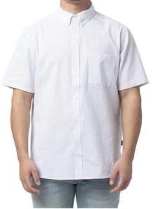 WeSC Oden Men's Short Sleeve Seersucker Button Down Dress Shirt Sz: L NWT - Picture 1 of 8