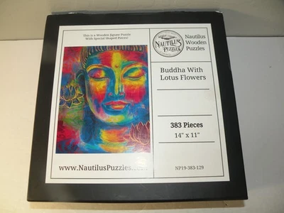 Nautilus Wooden Jigsaw Puzzles Buddha With Lotus Flowers 383 Pieces Complete - Image 1 of 4