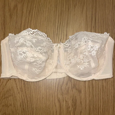 Vtg Vanity Fair Strapless U/W Bra Size 32D Style 74-100 Nylon Beige Lace - Image 1 of 4