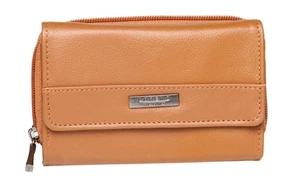 Lorenz Cowhide Leather RFID Zip Round Purse Women’s Compact Wallet with Card - Picture 1 of 2