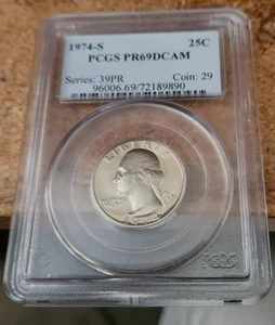 1974 s clad proof Washington quarter PCGS PR 69 DCAM - Picture 1 of 2