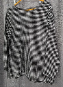 Talbots Women’s Blouse XL Black Gray Knit Long Sleeve Pullover Classic  - Picture 1 of 4