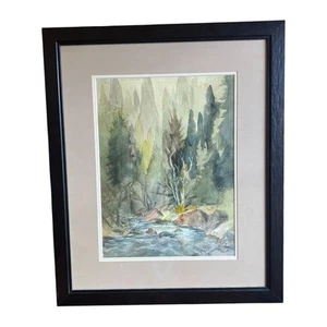 Original Signed Enchanted Forest and River Watercolor Landscape Framed Painting - Picture 1 of 21