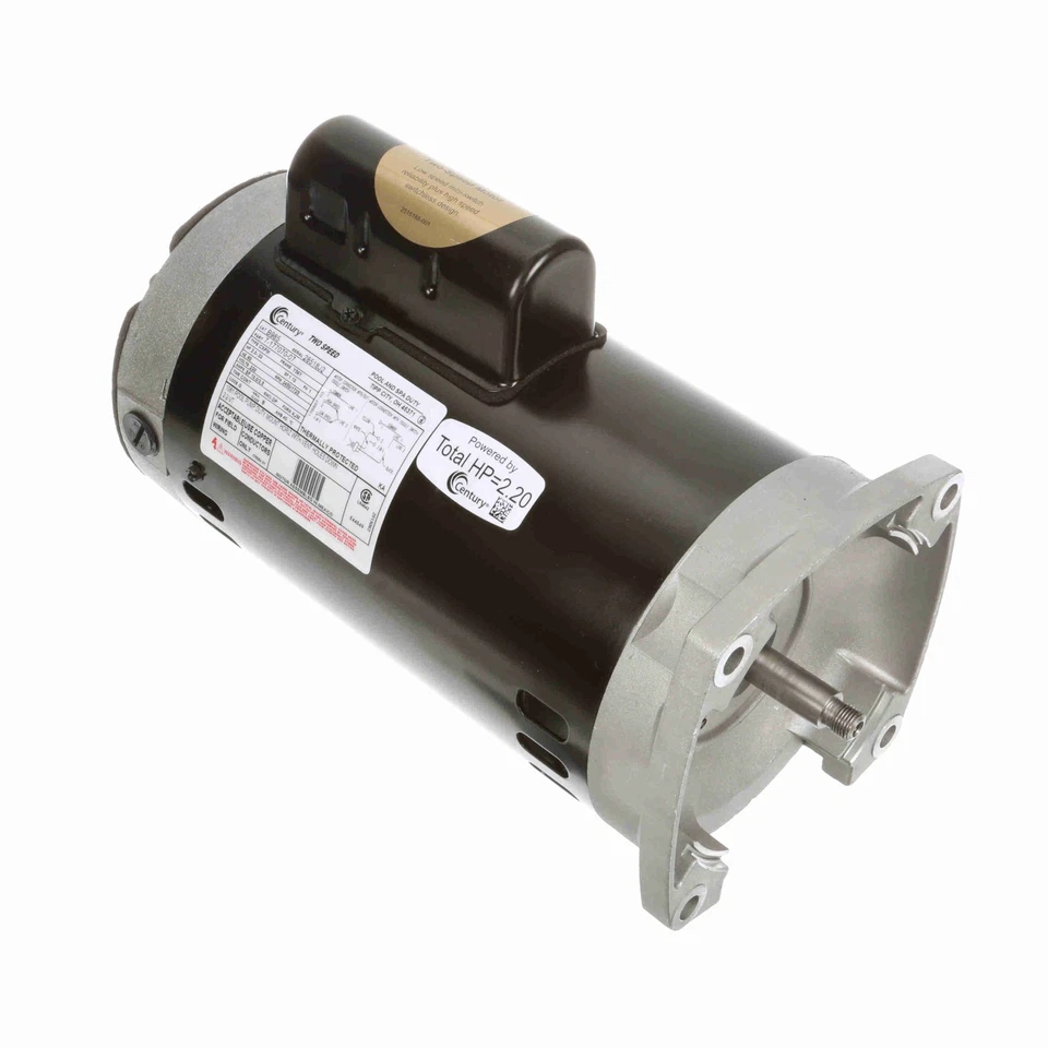 Century/A.O. Smith 2/.3 Hp 230V 2 Speed Motor 1.10 Sf Sq Flange 56Y Frame B985 - Image 1 of 1