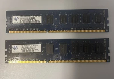 Nanya Set of 2 Used 2GB 2Rx8 PC3 -10600U-9-10-B0.1333- 4GB Total - Image 1 of 3