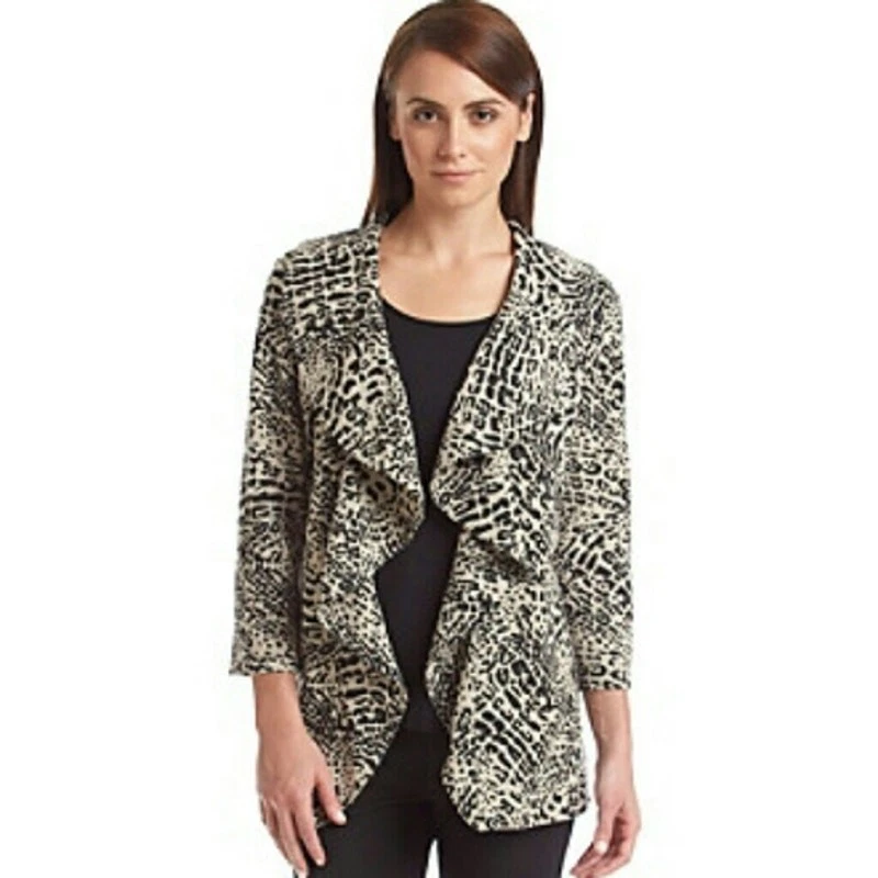 Suéter/Chaqueta Calvin Klein Estampado Animal con Volantes Frontales Talla 6 Foto 1 de 4