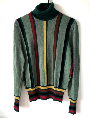 Suéter de Lana a Rayas Cuello Alto Pierre Cardin Años 70 De Colección Hecho en Italia Mediano Foto 1 de 4