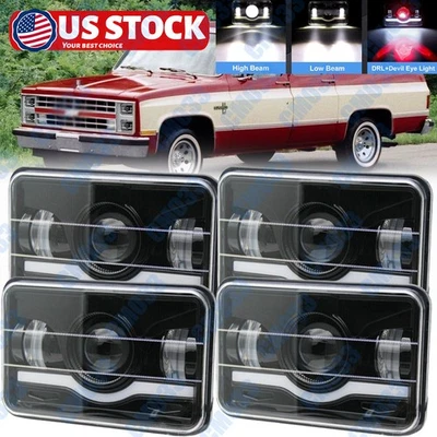 Faros LED cuadrados para camiones Chevy C10 C20 C30 Camaro Nava 4 piezas 4x6" Foto 1 de 4