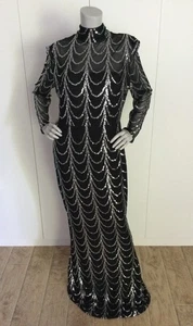 Miss Ord Black Sequin Long Maxi Dress  Size 1XL - Picture 1 of 11