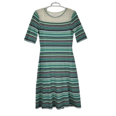 M Missoni Green Blue Knit Dress Short Sleeve Size 44 - Image 1 of 4