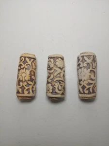 Handmade Pottery Clay Macrame Beads Large Hole Wind Chimes Lot Of 3 - Picture 1 of 9