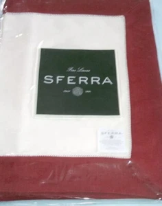 Manteles individuales de lino Sferra FILETTO Oyster con borde rojo cinabrio 14x20" JUEGO/4 nuevos - Imagen 1 de 1