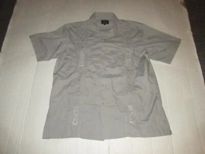 West Line Yucatan Mexico Guayabera Smoking Lounge Shirt Sz L Cuban Wedding - Picture 1 of 5