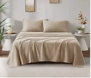 True North by Sleep Philosophy Micro-Fleece Khaki King Sheet Set - Picture 1 of 7