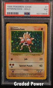 Base Set Unlimited Hitmonchan PSA 7 HOLO (0608) 7/102 Pokemon - Picture 1 of 1