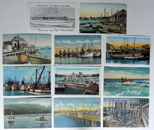 Lot of 11 Vintage POST CARDS Fishing Boats Piers Daily Catch - Picture 1 of 5