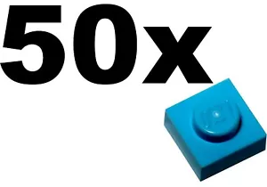 NEW LEGO - PLATES - 1 x 1 - Blue Bright Light plate x 50 - 1x1 - Picture 1 of 1