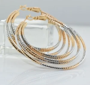 18K Gold / White Gold Filled Lady 45mm Earring Party Evening Birthday GIFT POUCH - Picture 1 of 4
