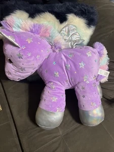 Einhorn mit silbernen Flügeln steht 20 Zoll groß 18 Zoll lang Plüschtier Stofftier lila - Bild 1 von 4