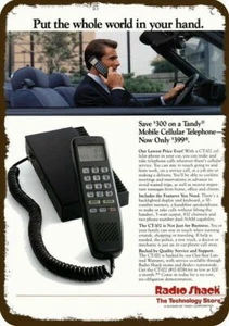 1989 Radio Shack Mobile Cellular Telephone **DECORATIVE REPLICA METAL SIGN** - Picture 1 of 1