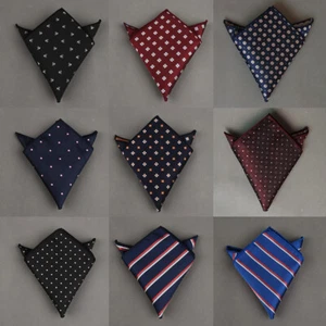 Business Men's Plaid Strip Dot Pocket Square Hankerchielf Hanky Wedding Towels - Picture 1 of 41