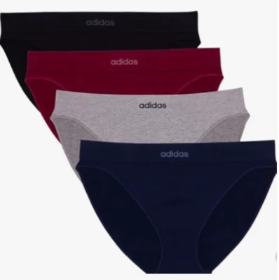 NUEVO Paquete de 4 ropa interior de bikini sin costuras elásticas Adidas para mujer talla XL Foto 1 de 2