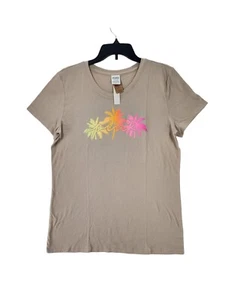 Neu Victoria's Secret PINK Baumwolle Kurzarm Campus T-Shirt Glitzer Braun L  - Bild 1 von 10