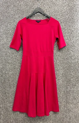 Vestido tejido rosa Lands End línea A media manga midi calce y acampanado para mujer talla 2-4 Foto 1 de 4