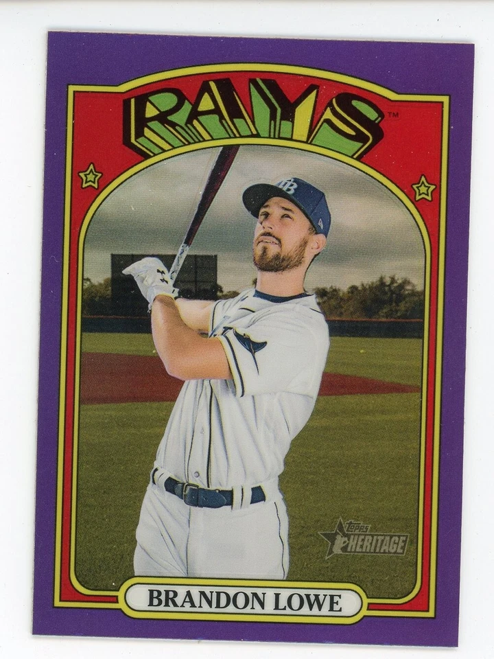 2021 Topps Heritage  BRANDON LOWE PURPLE CHROME REFRACTOR RAYS - Image 1 of 1