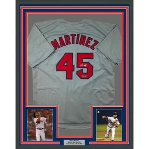 Framed Facsimile Autographed Pedro Martinez 33x42 Grey Reprint Laser Auto Jersey - Picture 1 of 2