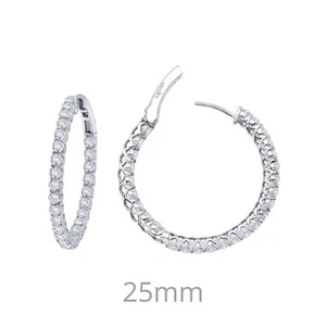 *BRAND NEW* Sterling Silver Platinum-Plated 25mm 2.7 CTW Hoop Earrings - Picture 1 of 2