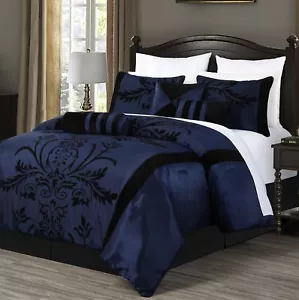 Chezmoi Collection Nobility 7-Piece Floral Comforter Set - Faux Silk Comforte... - Picture 1 of 8