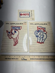 Lote de 3 parches de votación vintage - Apliques de garra 1971 - Dem/Reb/18 = voto - ¡Nuevo! - Imagen 1 de 9