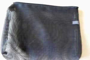 Black Mesh "Modella" Makeup Toiletry Zipper Case 9" x 7" x 2" Free Shipping - Picture 1 of 2