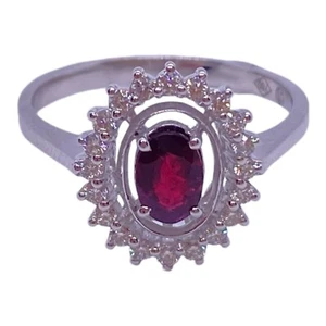 Anello Principessa in oro bianco con Rubino e diamanti - Foto 1 di 12