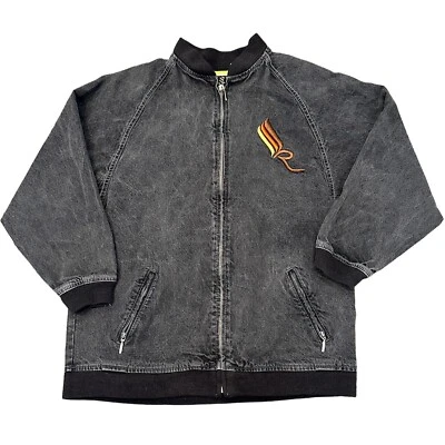 Retro ROCAWEAR Gris Denim Cremallera Jean Chaqueta de Béisbol Universitaria Juvenil L 14/16 Foto 1 de 4