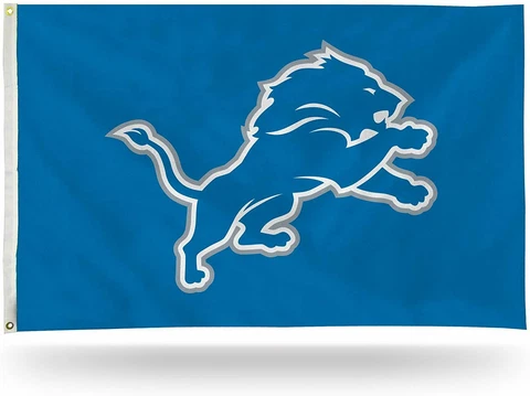 NFL Detroit Lions 3-Foot by 5-Foot Single Sided Banner Flag with Grommets Cover