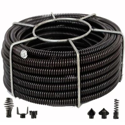 BRANDED 60 Ft Drain Auger Plumbing Snake Clog Cable 5/8 In.Sewer Pipe Cleaner Durable