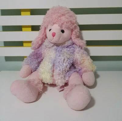 POODLE PLUSH TOY RUSS DOG BRIDGETTE PINK AND PURPLE WEARING COAT 36CM - image 1 of 2