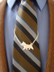 Sterling Silver Norwich Terrier Tie Chain - Picture 1 of 6